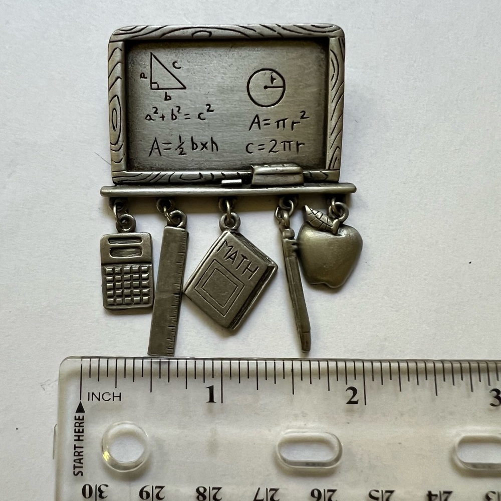 JJ Math Teacher Brooch With Dangling Charms - Picture 9 of 9